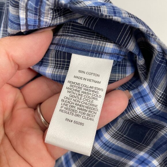Express Modern Fit Blue Plaid Button Up Shirt Mens Size Medium Office Business - Picture 5 of 8